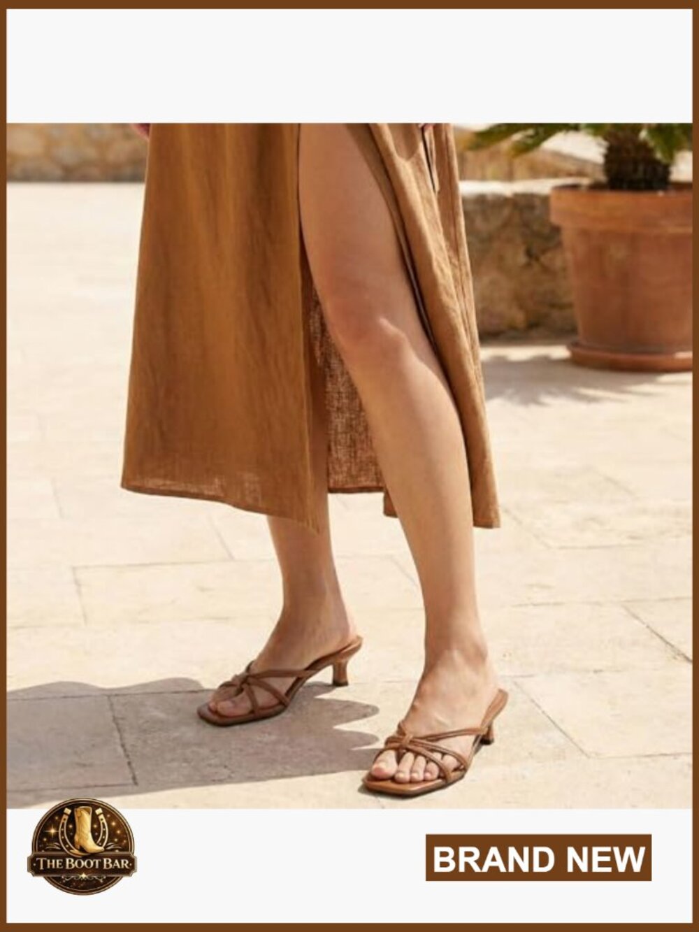 Square Toe Strappy Kitten Heeled Sandals Slip On Thong Low Heels - Picture 3 of 7